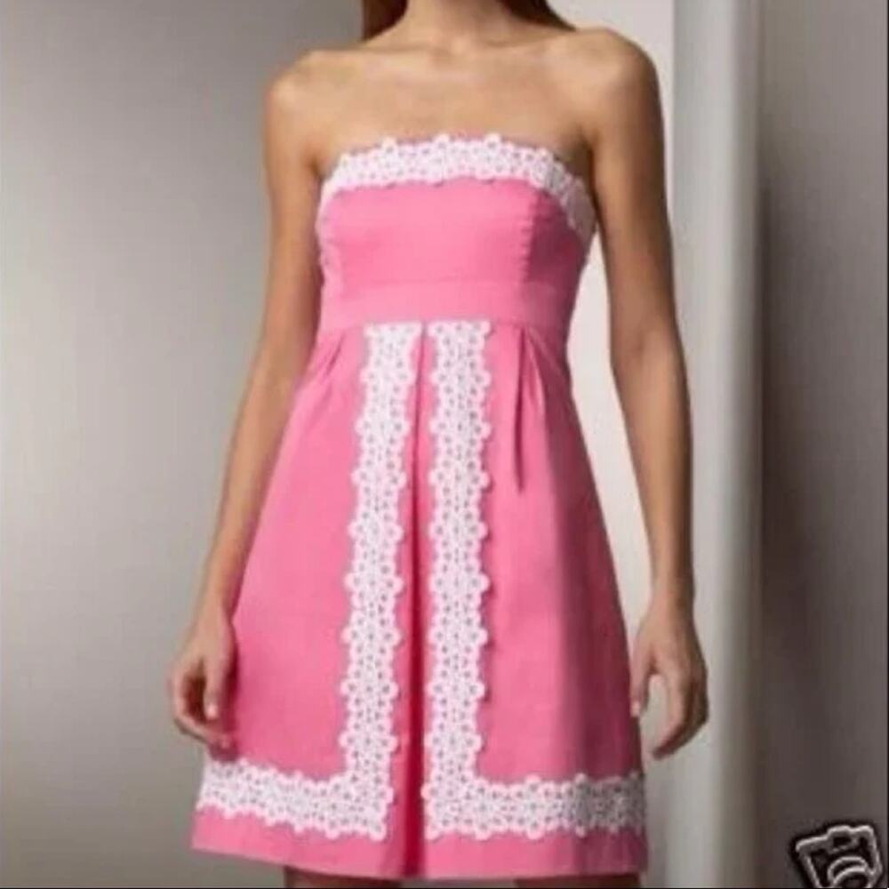 Lilly Pulitzer Betsy Dress Empire Waist Pink White Rare